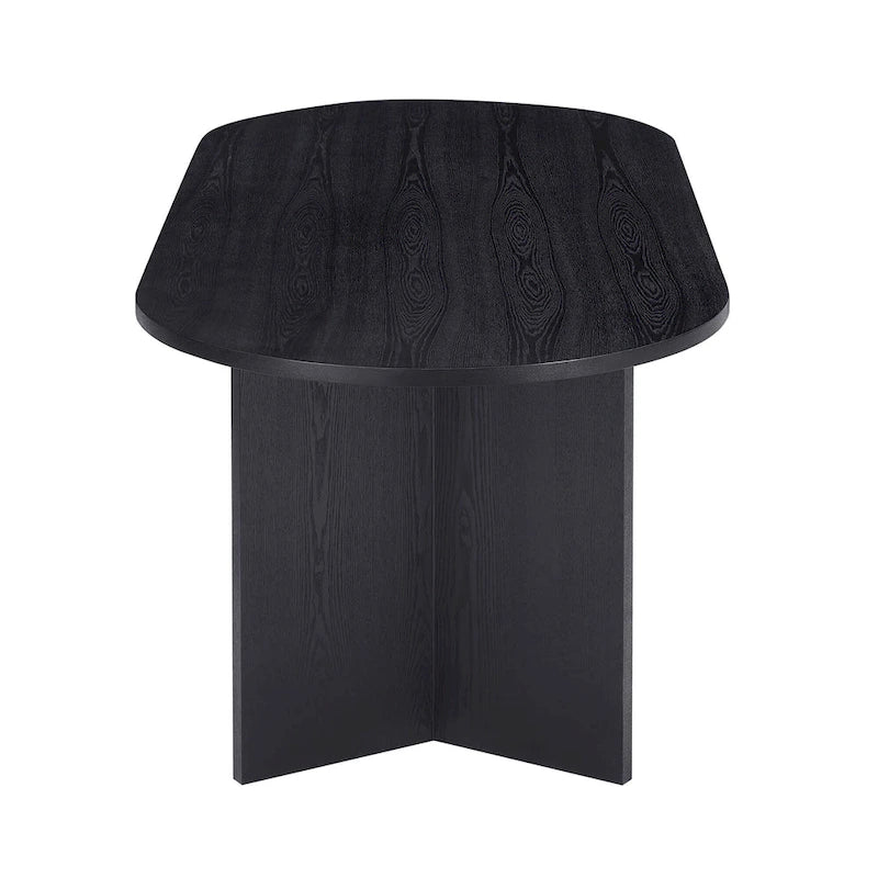 Table à manger de cuisine ovale en bois noir