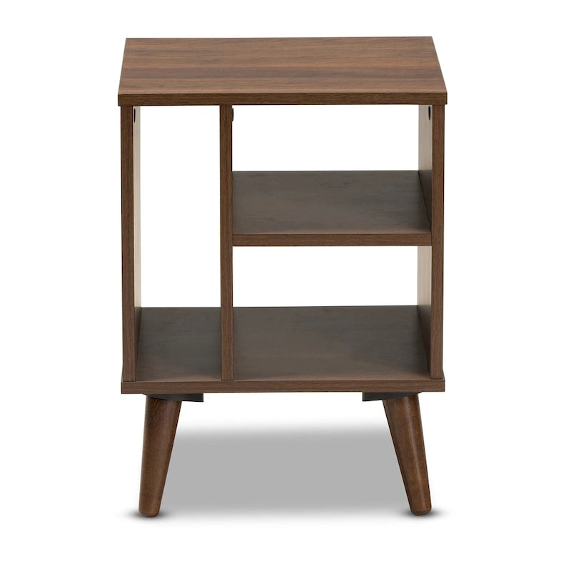 Table d'appoint moderne en noyer à 3 étagères