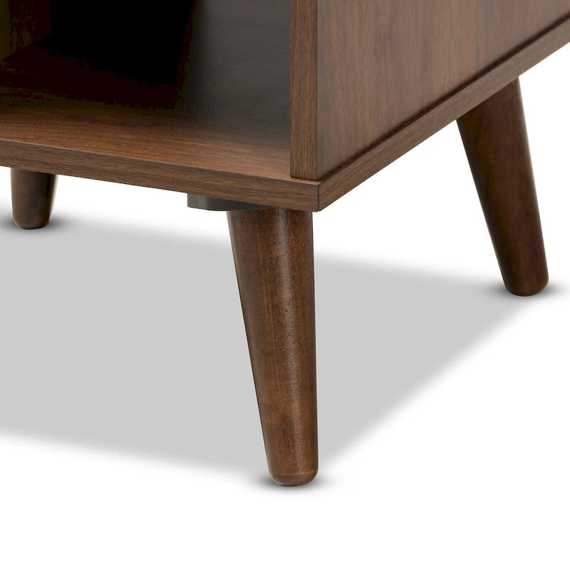 Table d'appoint moderne en noyer à 3 étagères
