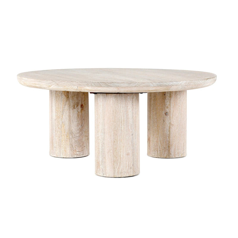 Table basse ronde en manguier de 40 pouces