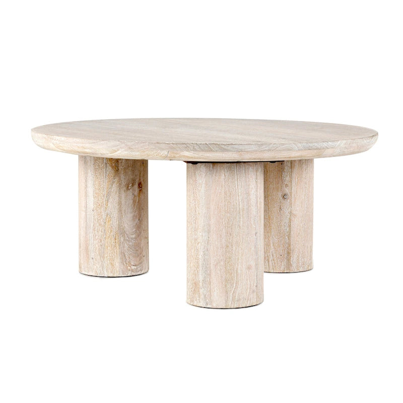 Table basse ronde en manguier de 40 pouces