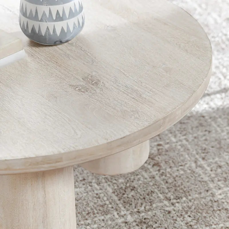 Table basse ronde en manguier de 40 pouces