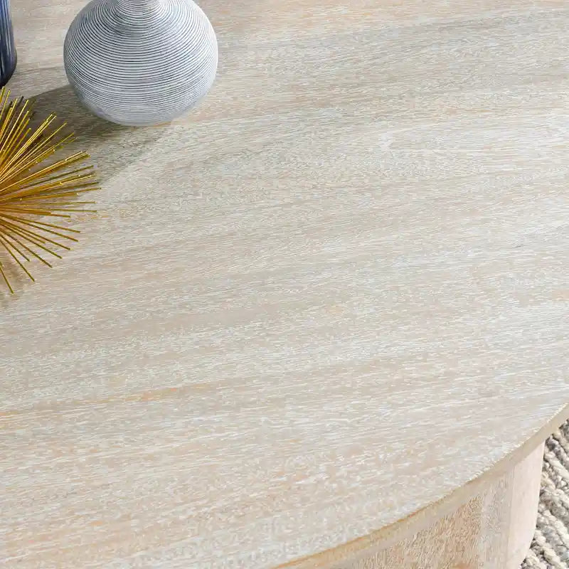 Table basse ronde en manguier de 40 pouces