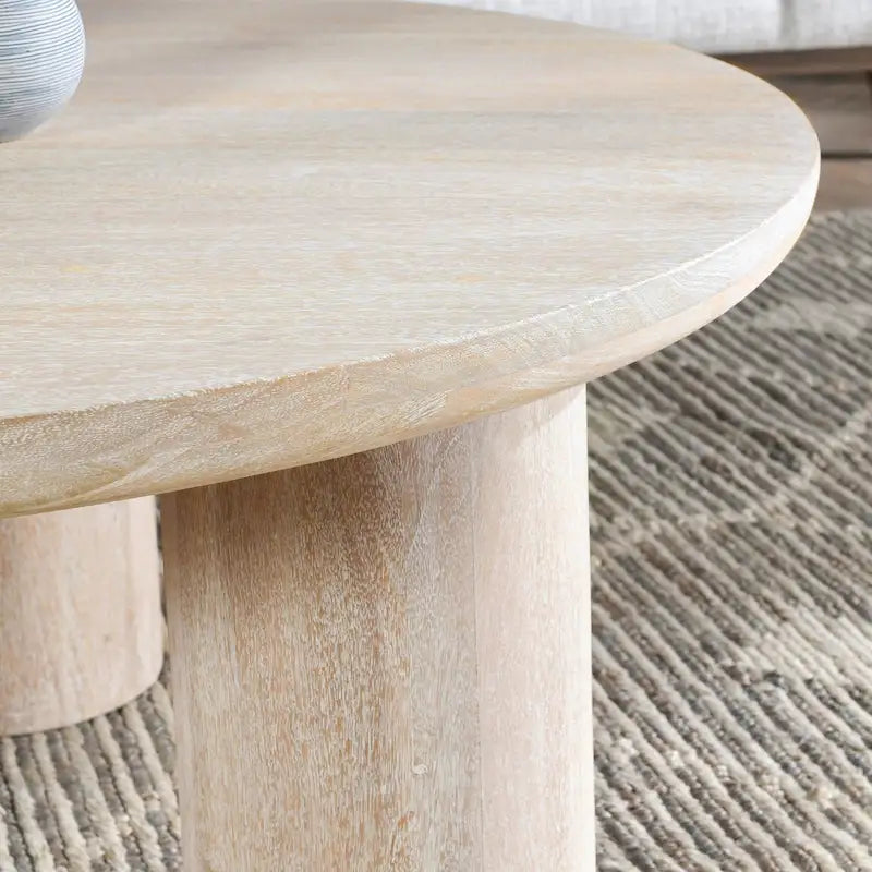 Table basse ronde en manguier de 40 pouces