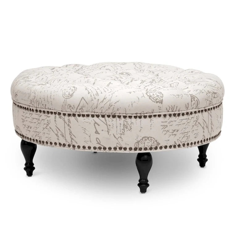 Pouf capitonné moderne en lin