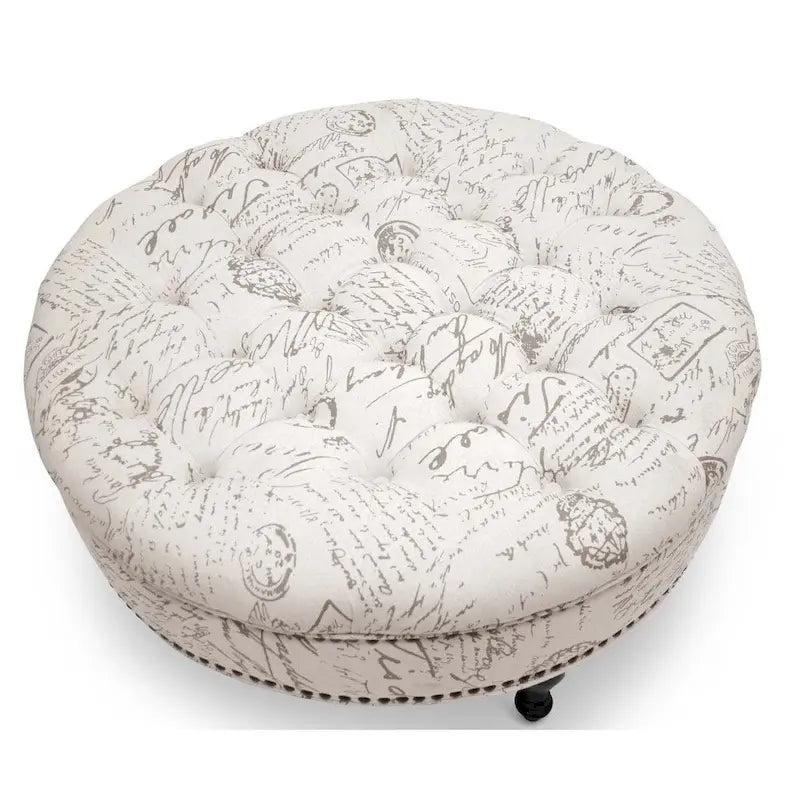 Pouf capitonné moderne en lin
