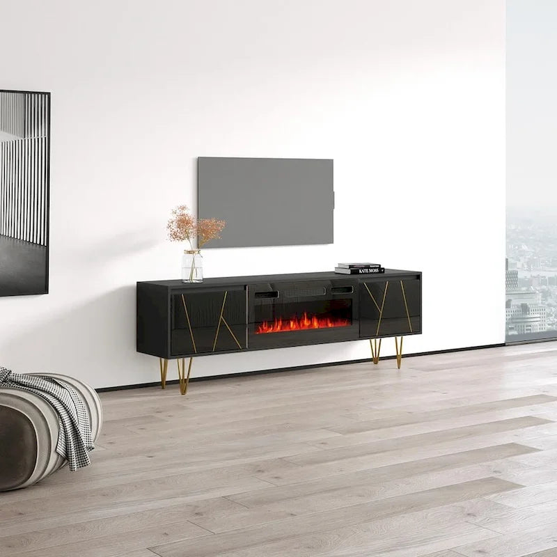 Meuble TV pour cheminée de 70,9 pouces pour téléviseurs jusqu'à 80 pouces