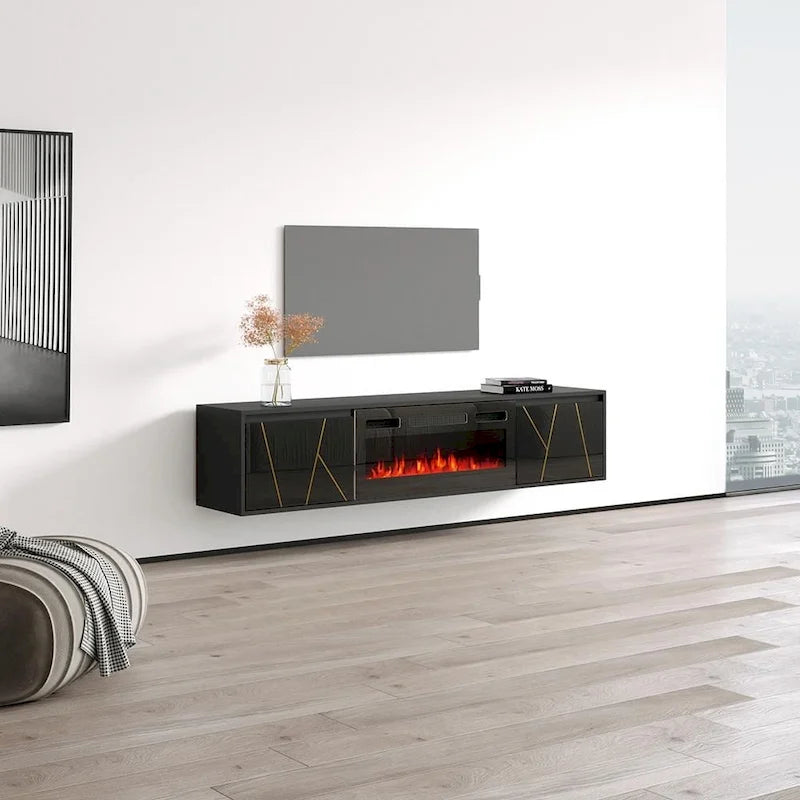 Meuble TV pour cheminée de 70,9 pouces pour téléviseurs jusqu'à 80 pouces