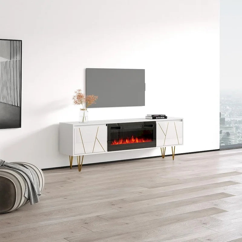 Meuble TV pour cheminée de 70,9 pouces pour téléviseurs jusqu'à 80 pouces