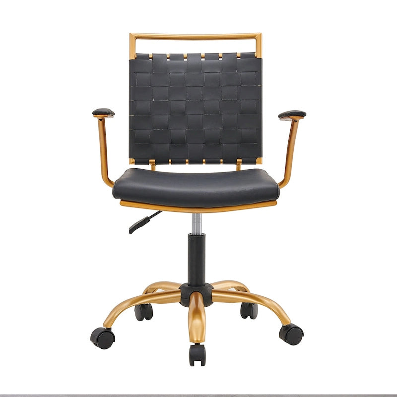 Chaise de bureau mi-hauteur en cuir doré
