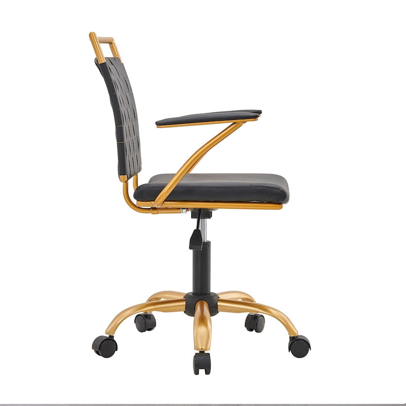 Chaise de bureau mi-hauteur en cuir doré