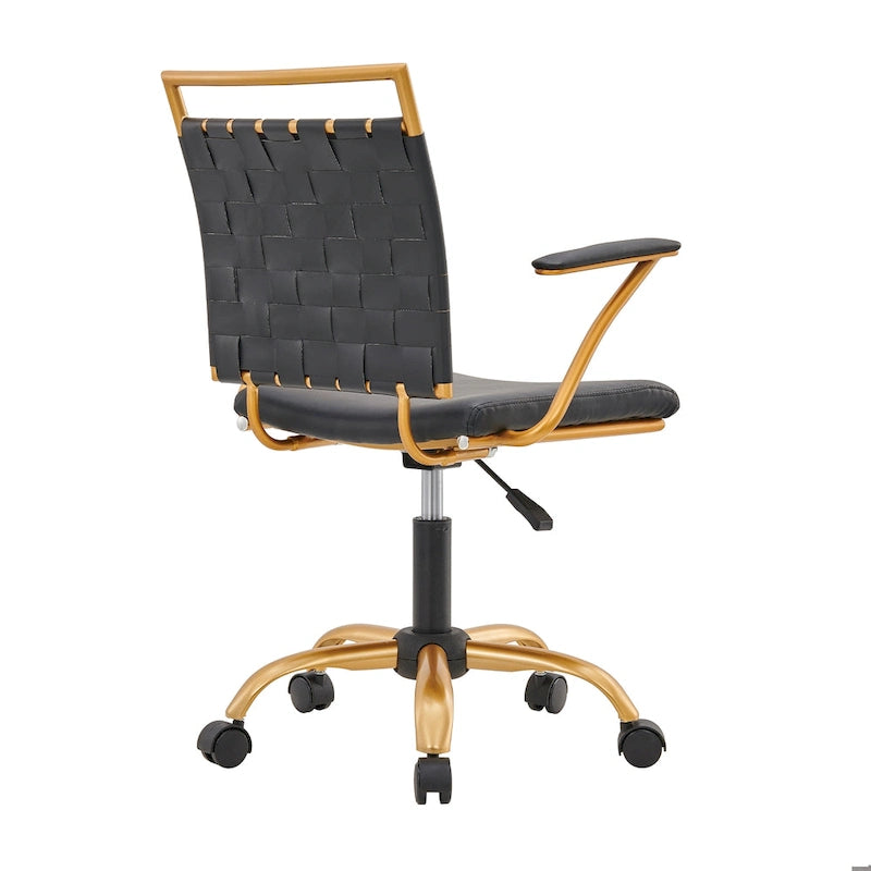 Chaise de bureau mi-hauteur en cuir doré