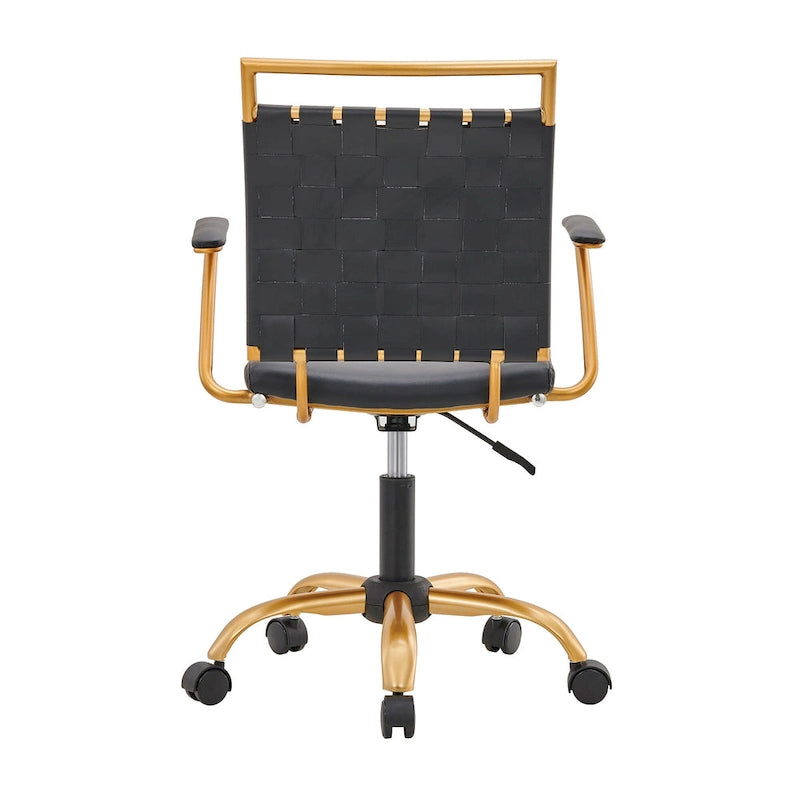Chaise de bureau mi-hauteur en cuir doré