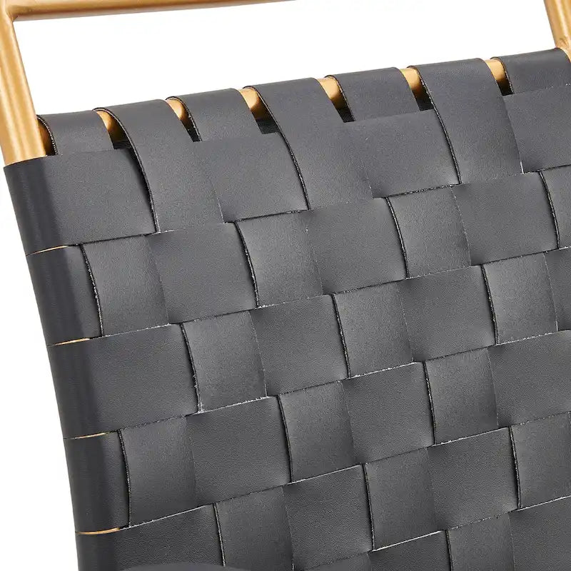 Chaise de bureau mi-hauteur en cuir doré