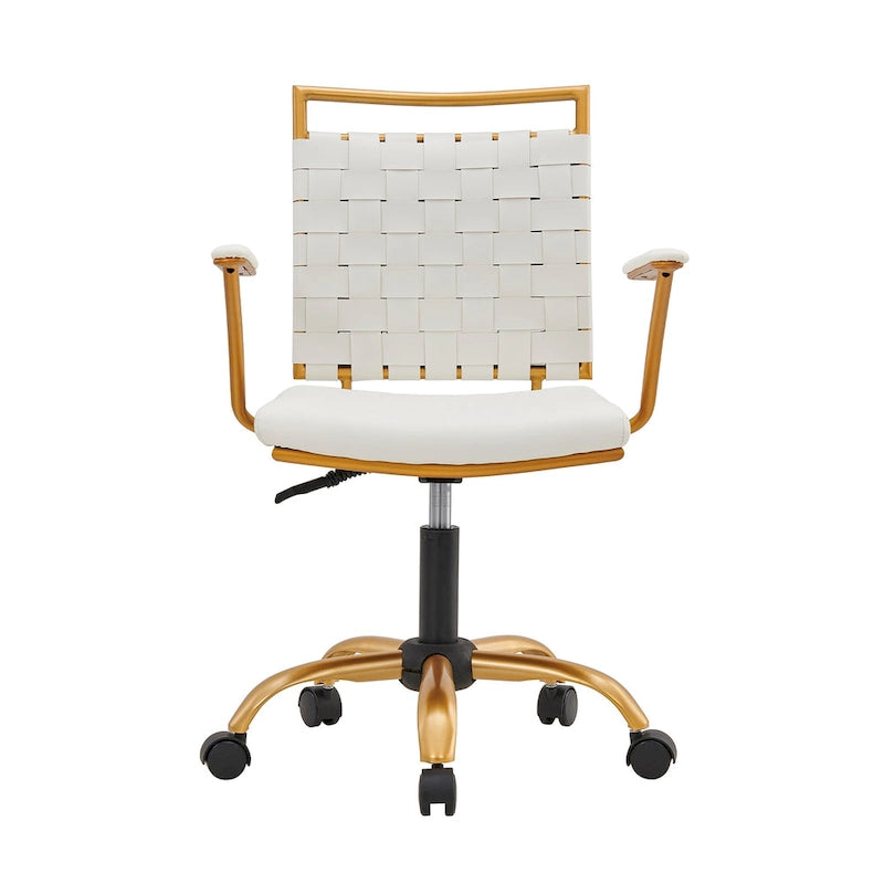 Chaise de bureau mi-hauteur en cuir doré