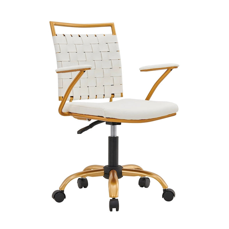 Chaise de bureau mi-hauteur en cuir doré