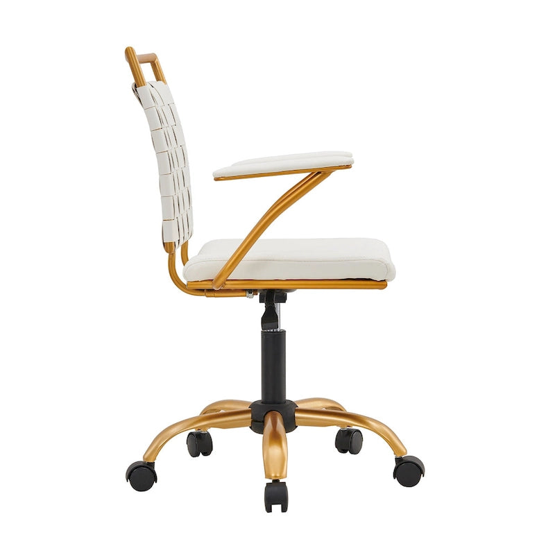Chaise de bureau mi-hauteur en cuir doré