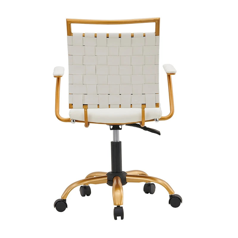 Chaise de bureau mi-hauteur en cuir doré