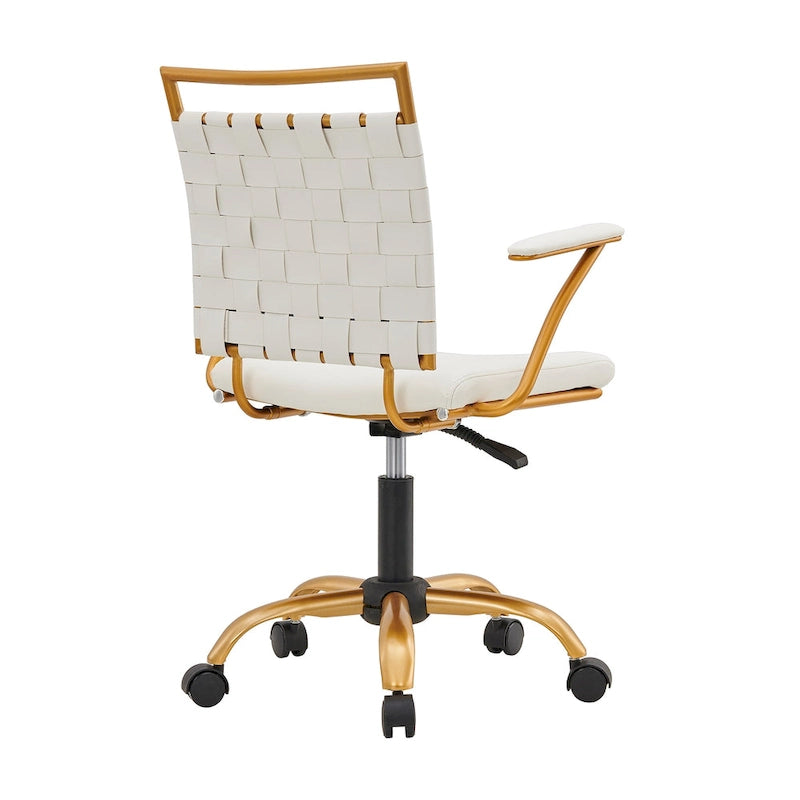 Chaise de bureau mi-hauteur en cuir doré