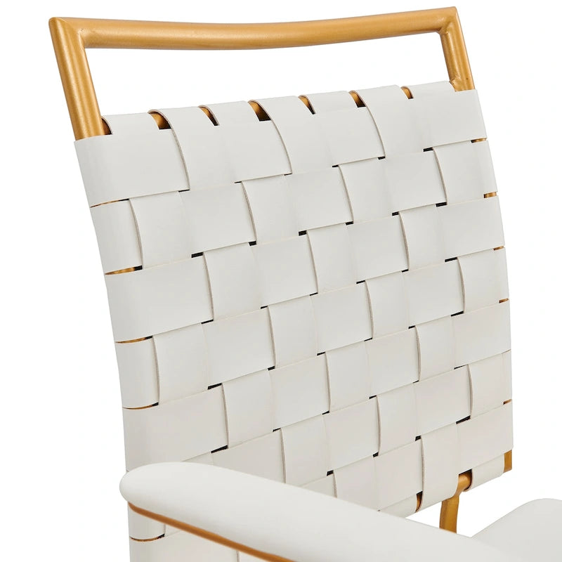 Chaise de bureau mi-hauteur en cuir doré