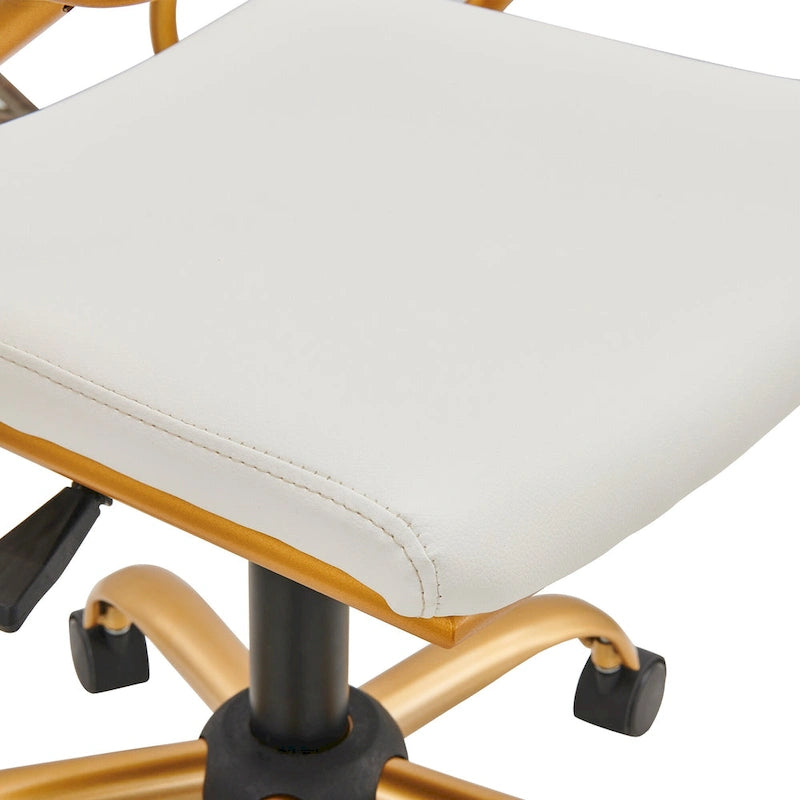 Chaise de bureau mi-hauteur en cuir doré