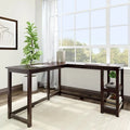 Bureau d'angle en L avec étagères de rangement