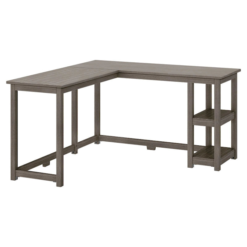 Bureau d'angle en L avec étagères de rangement