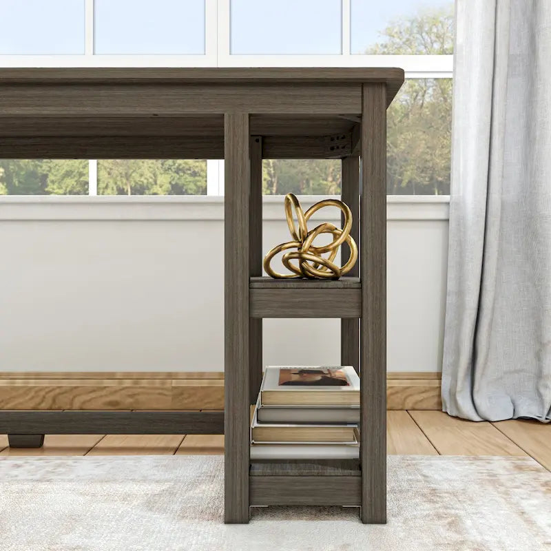 Bureau d'angle en L avec étagères de rangement
