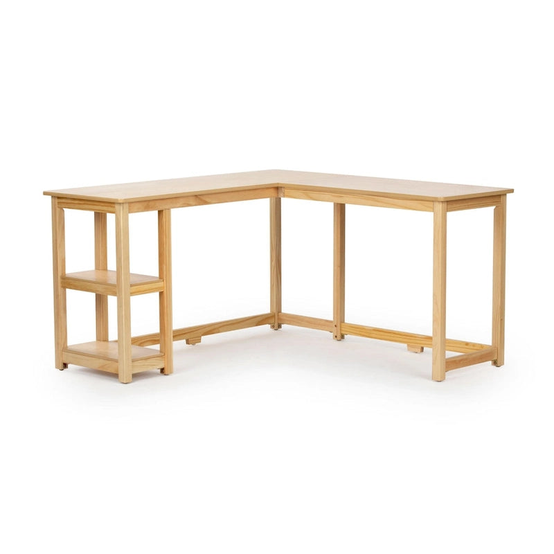 Bureau d'angle en L avec étagères de rangement