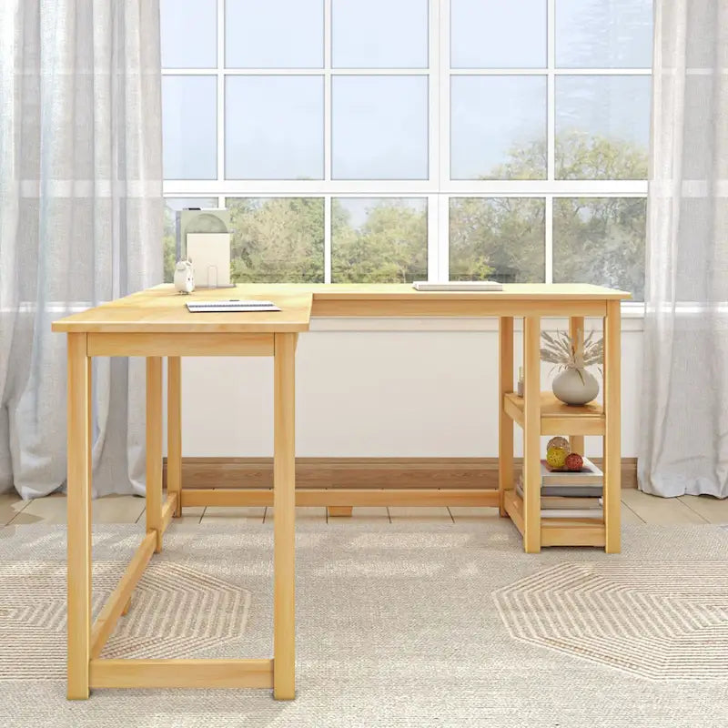Bureau d'angle en L avec étagères de rangement