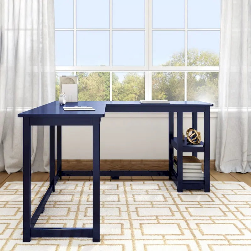 Bureau d'angle en L avec étagères de rangement