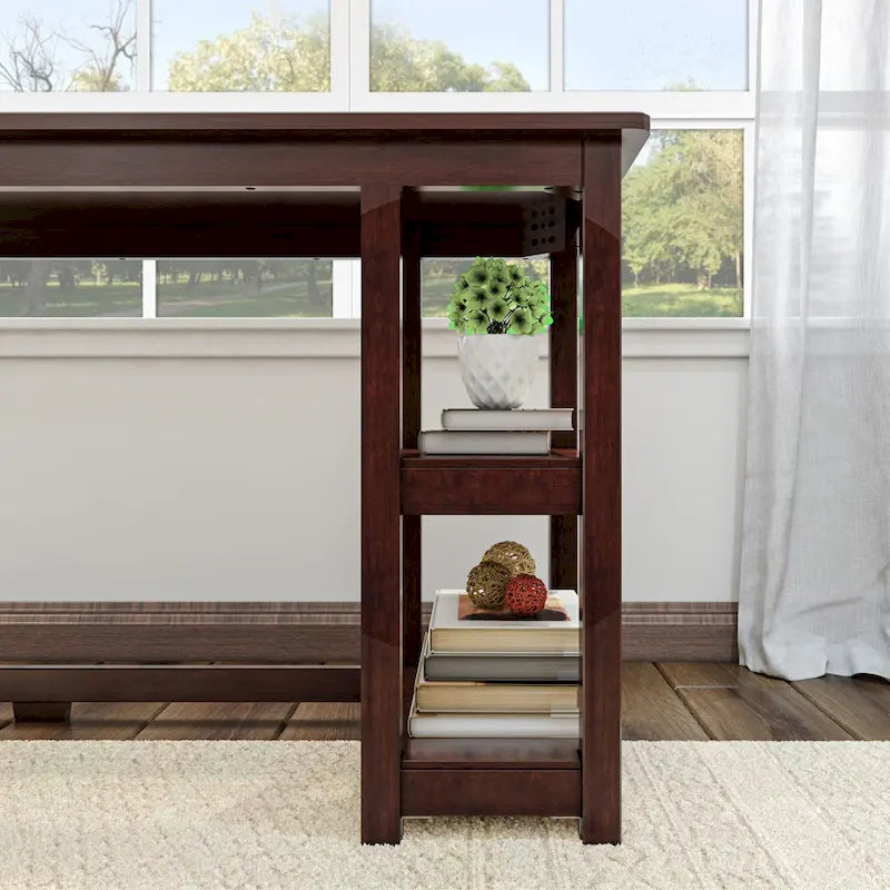 Bureau d'angle en L avec étagères de rangement