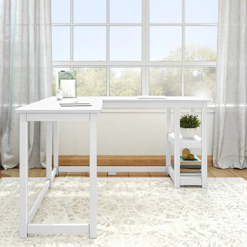 Bureau d'angle en L avec étagères de rangement