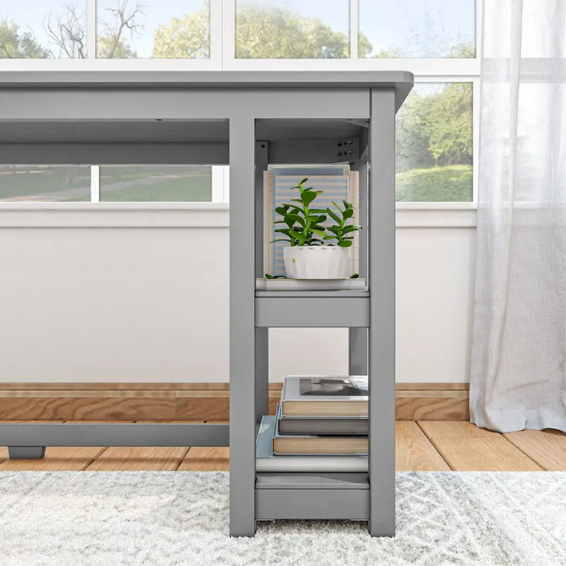 Bureau d'angle en L avec étagères de rangement