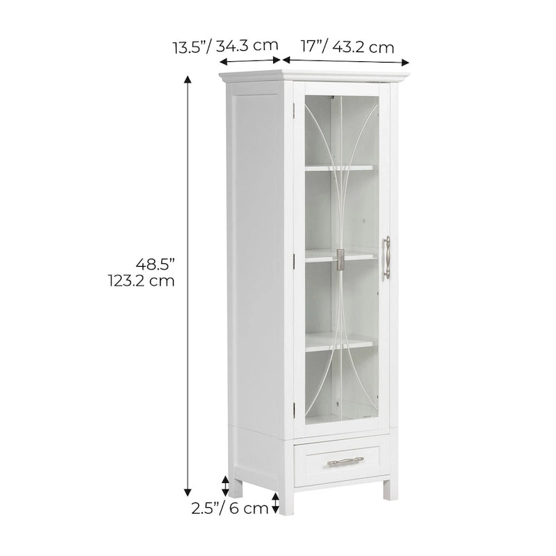 Armoire à linge sur pied avec portes vitrées