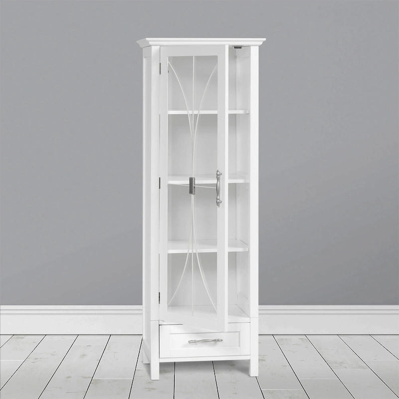 Armoire à linge sur pied avec portes vitrées