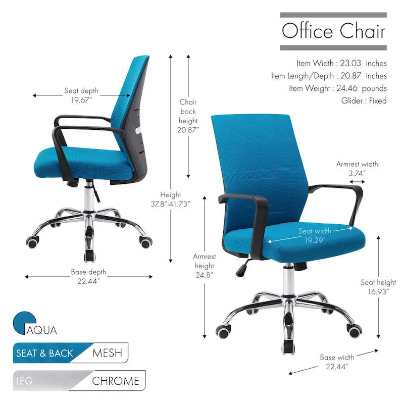 Chaise de bureau ergonomique en maille avec piètement à roulettes chromé