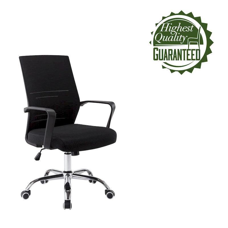 Chaise de bureau ergonomique en maille avec piètement à roulettes chromé