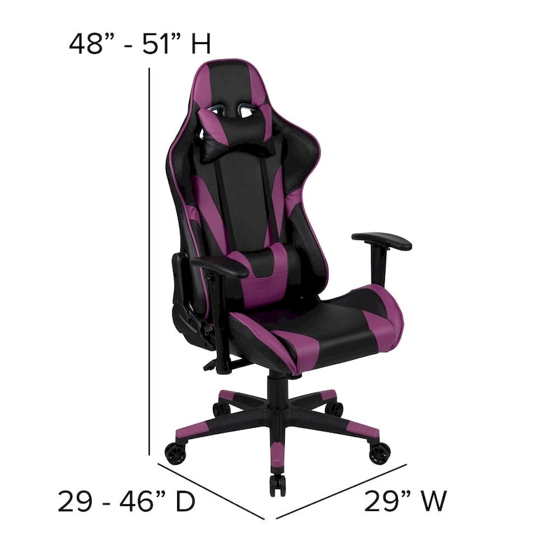 Chaise de jeu ergonomique Racing avec dossier inclinable