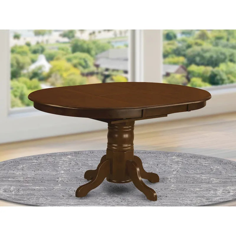 Table à manger ovale sur pied extensible avec allonge papillon