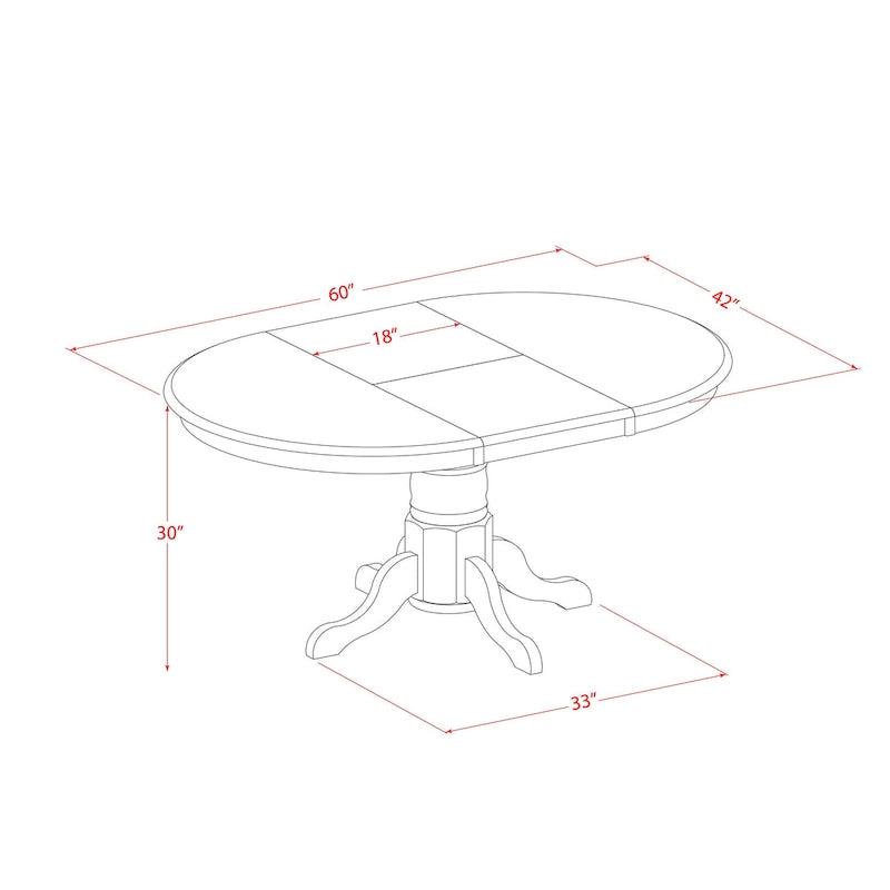 Table à manger ovale sur pied extensible avec allonge papillon