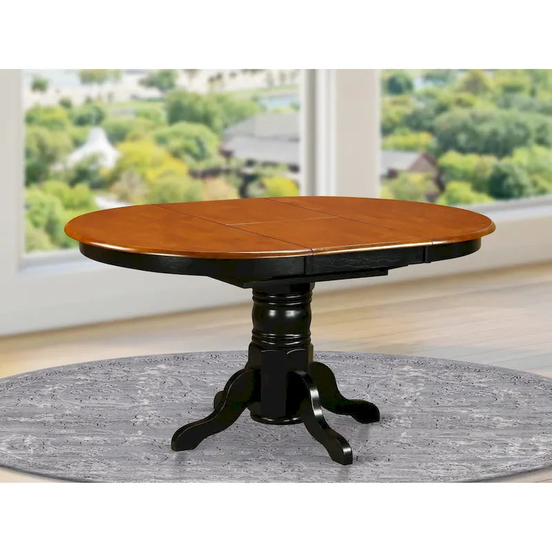 Table à manger ovale sur pied extensible avec allonge papillon