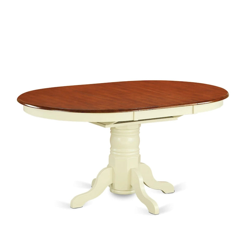 Table à manger ovale sur pied extensible avec allonge papillon