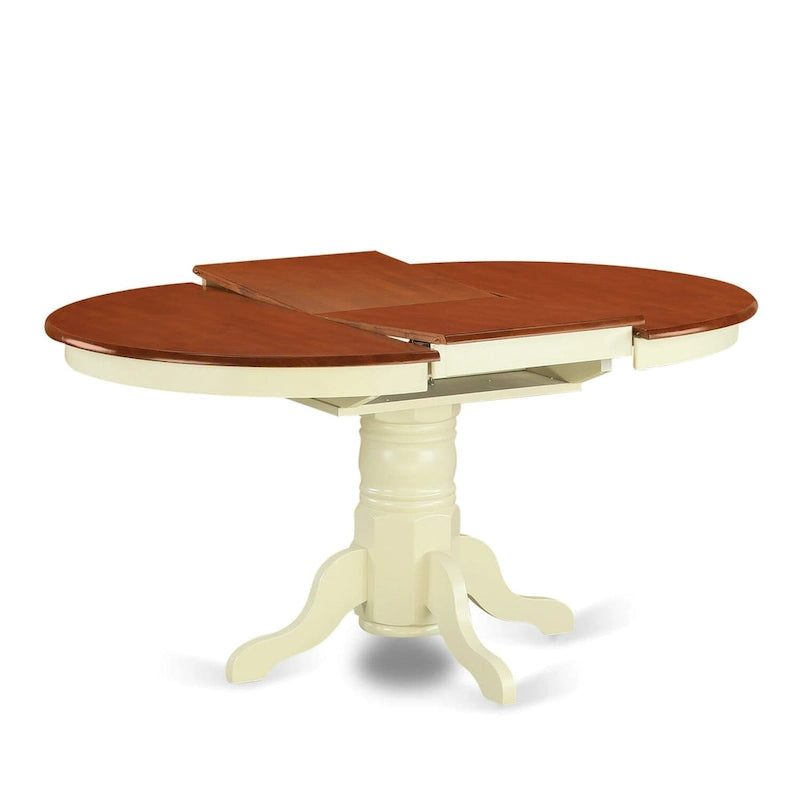 Table à manger ovale sur pied extensible avec allonge papillon