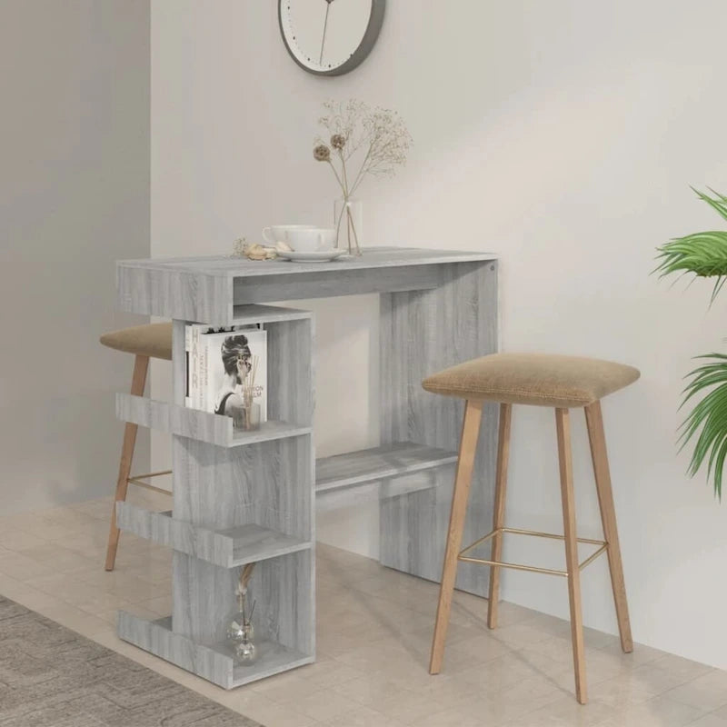 Table de bar de 39 pouces avec étagère de rangement et repose-pieds