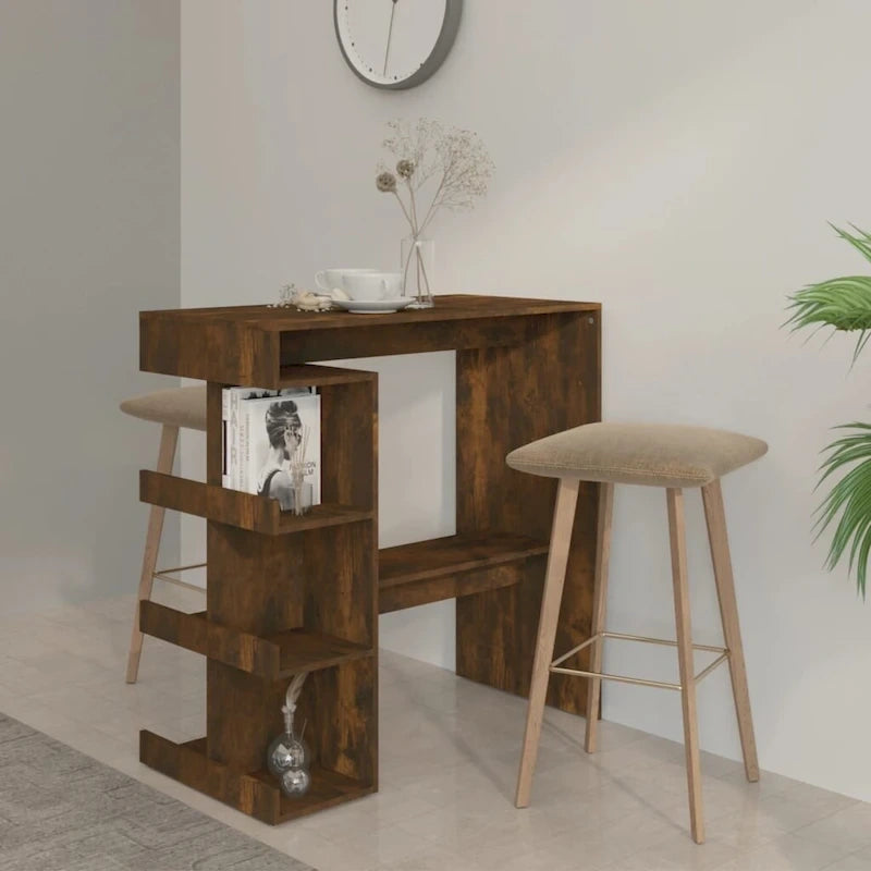 Table de bar de 39 pouces avec étagère de rangement et repose-pieds