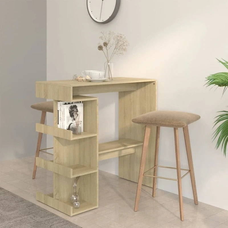 Table de bar de 39 pouces avec étagère de rangement et repose-pieds