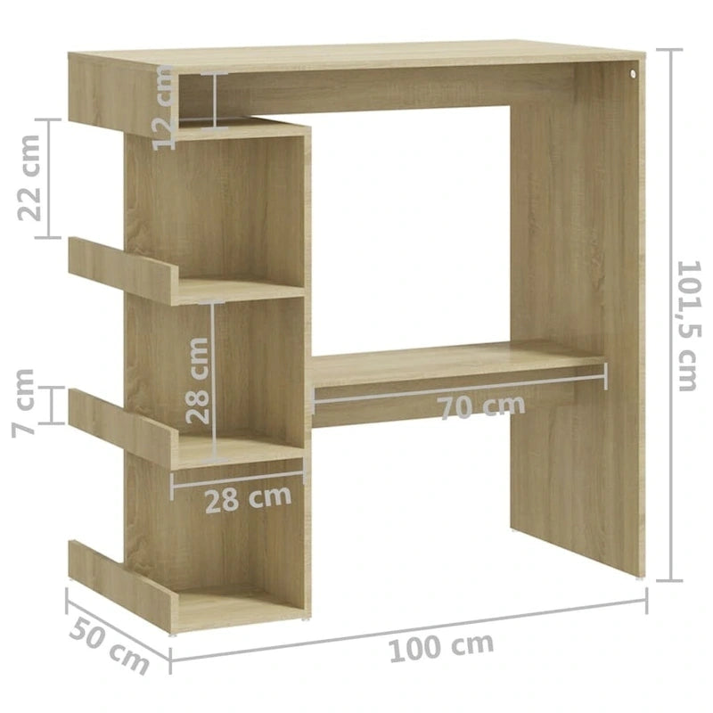 Table de bar de 39 pouces avec étagère de rangement et repose-pieds