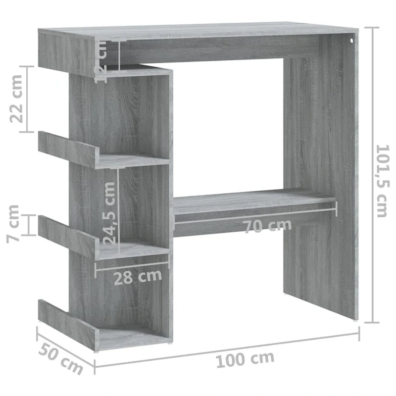 Table de bar de 39 pouces avec étagère de rangement et repose-pieds