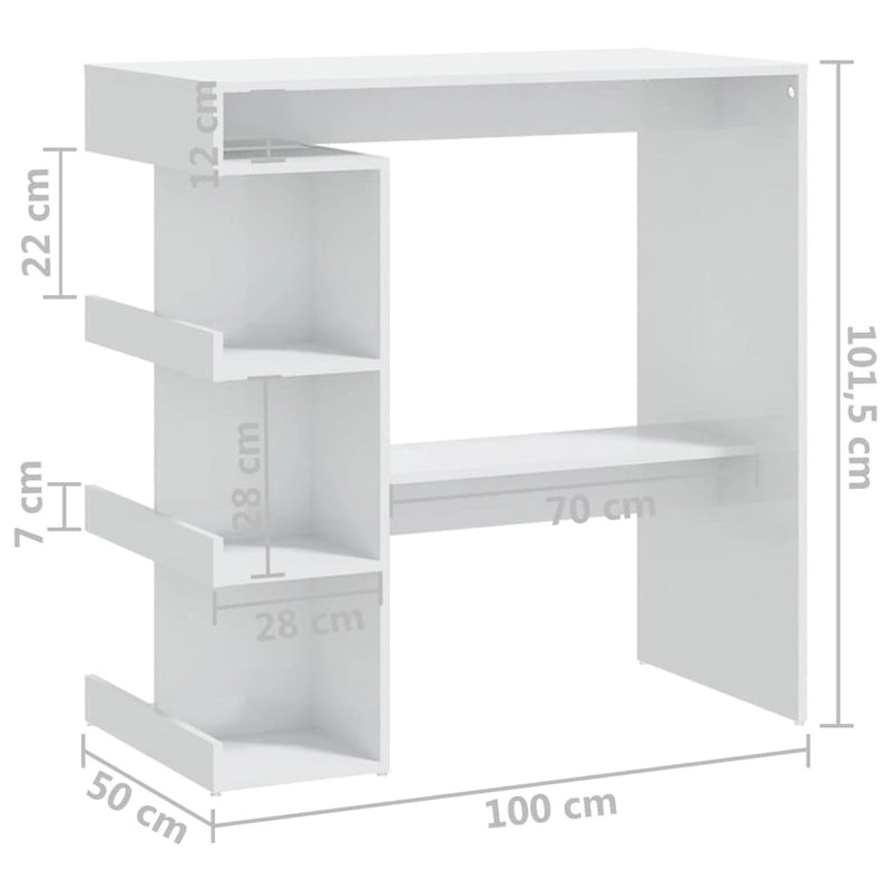 Table de bar de 39 pouces avec étagère de rangement et repose-pieds